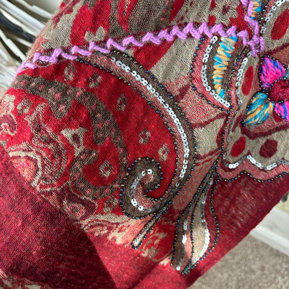 Soft Surroundings open front wool jacket/boho patchwork, embroidery - Picture 9 of 14